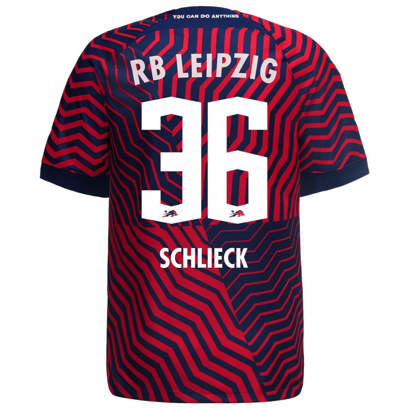 Kandiny Bambino Maglia Timo Schlieck #36 Blu Rosso Kit Gara Away 2023/24 Maglietta