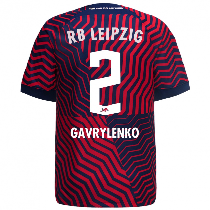 Kandiny Bambino Maglia Oleksandr Gavrylenko #2 Blu Rosso Kit Gara Away 2023/24 Maglietta