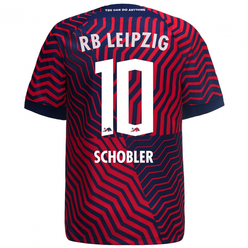 Kandiny Bambino Maglia Laurin Schößler #10 Blu Rosso Kit Gara Away 2023/24 Maglietta