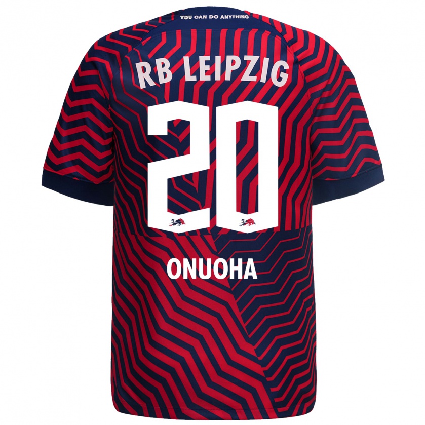 Kandiny Bambino Maglia Chilohem Onuoha #20 Blu Rosso Kit Gara Away 2023/24 Maglietta