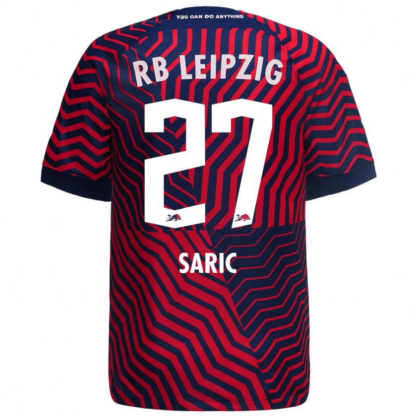 Kandiny Bambino Maglia Lucio Saric #27 Blu Rosso Kit Gara Away 2023/24 Maglietta