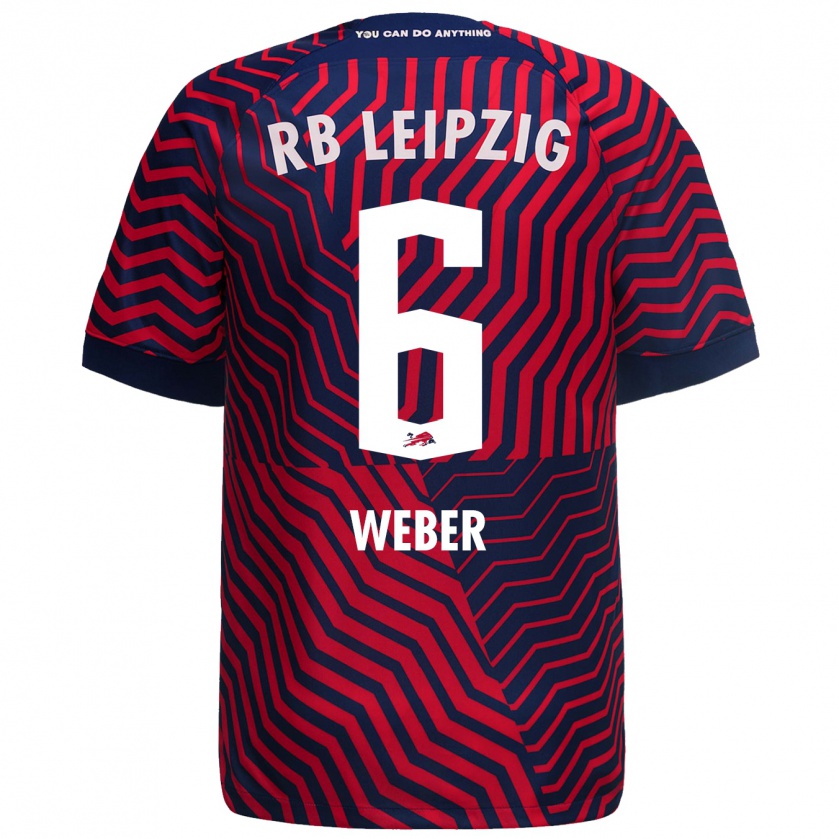 Kandiny Bambino Maglia Samuel Weber #6 Blu Rosso Kit Gara Away 2023/24 Maglietta