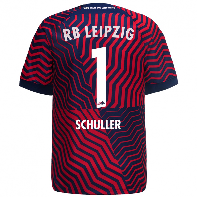 Kandiny Bambino Maglia Gina Schüller #1 Blu Rosso Kit Gara Away 2023/24 Maglietta