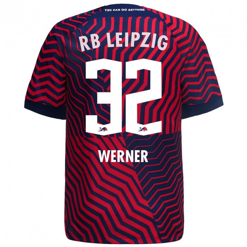 Kandiny Niño Camiseta Mia Werner #32 Azul Rojo 2ª Equipación 2023/24 La Camisa