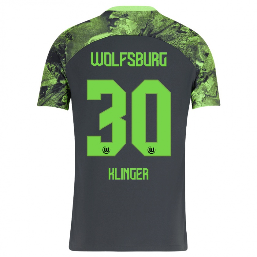 Kandiny Bambino Maglia Niklas Klinger #30 Grigio Scuro Kit Gara Away 2023/24 Maglietta