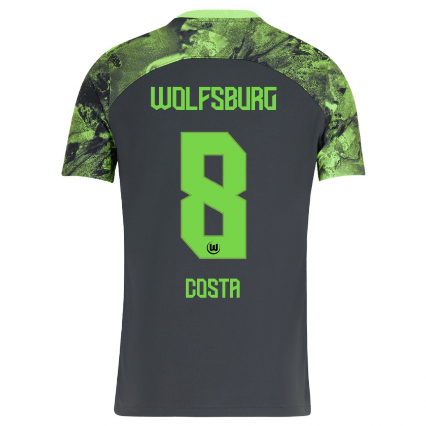 Kandiny Bambino Maglia Jesse Costa #8 Grigio Scuro Kit Gara Away 2023/24 Maglietta