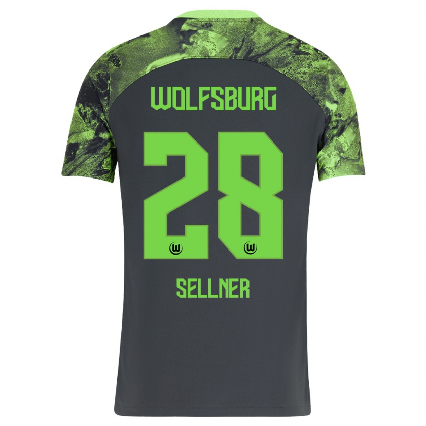 Kandiny Bambino Maglia Tabea Sellner #28 Grigio Scuro Kit Gara Away 2023/24 Maglietta