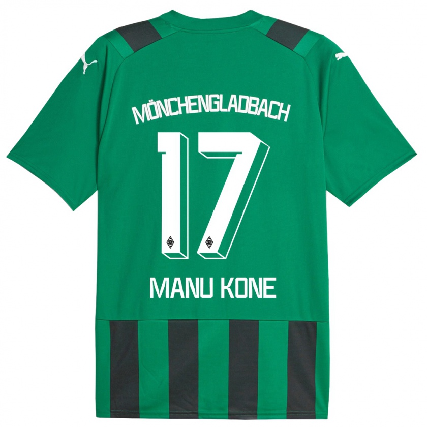 Kandiny Kinderen Manu Koné #17 Zwart Groen Uitshirt Uittenue 2023/24 T-Shirt België