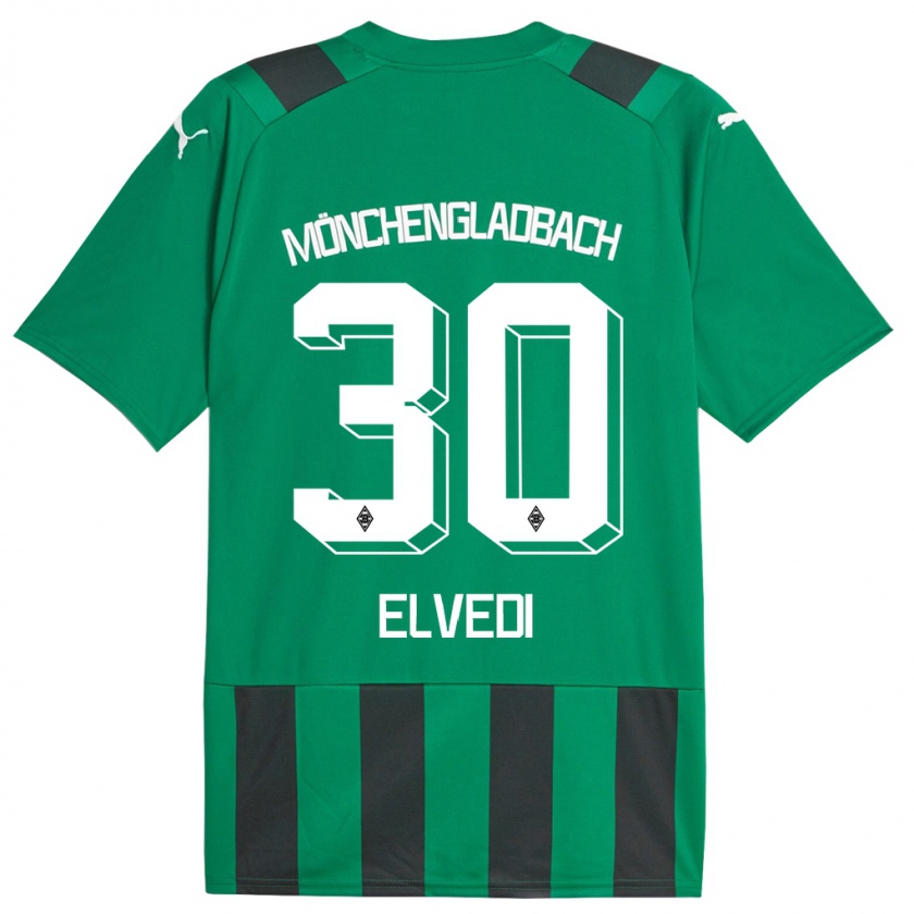 Kandiny Bambino Maglia Nico Elvedi #30 Nero Verde Kit Gara Away 2023/24 Maglietta