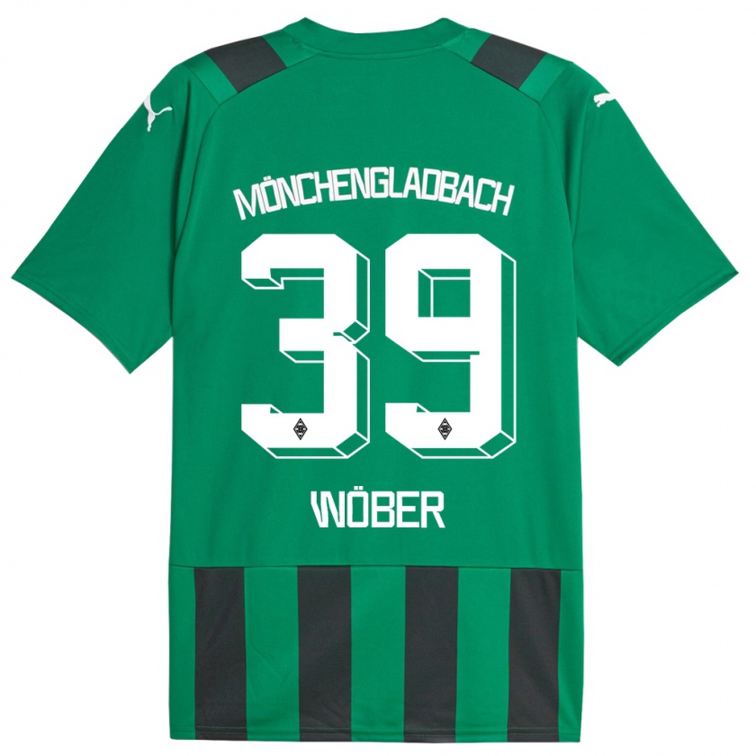 Kandiny Bambino Maglia Maximilian Wöber #39 Nero Verde Kit Gara Away 2023/24 Maglietta