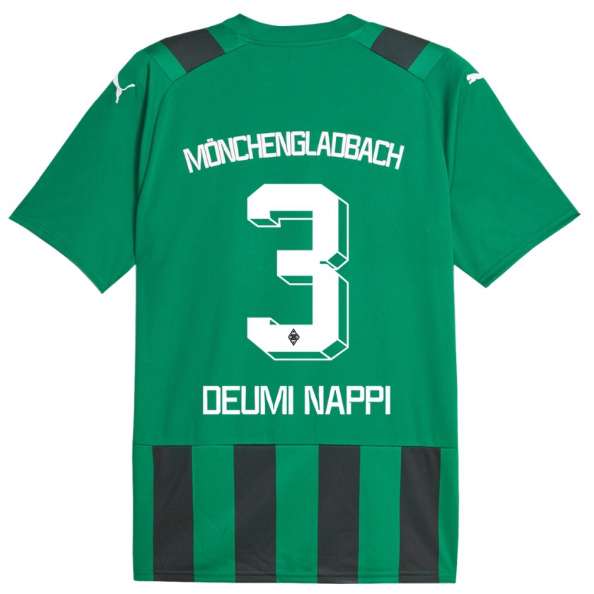 Kandiny Bambino Maglia Dimitrie Deumi Nappi #3 Nero Verde Kit Gara Away 2023/24 Maglietta