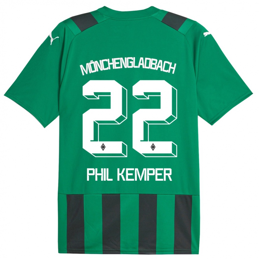 Kandiny Bambino Maglia Phil Kemper #22 Nero Verde Kit Gara Away 2023/24 Maglietta