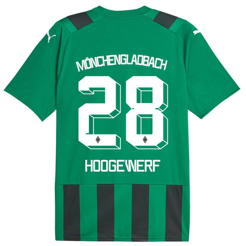 Kandiny Bambino Maglia Dillon Hoogewerf #28 Nero Verde Kit Gara Away 2023/24 Maglietta