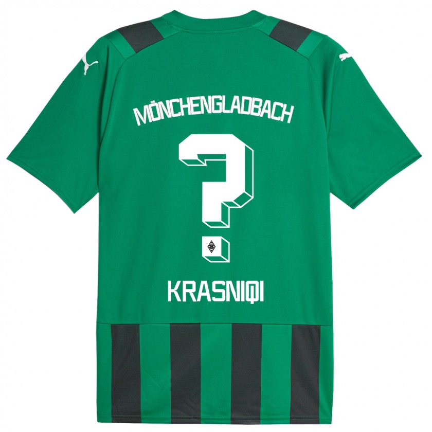 Kandiny Bambino Maglia Engjell Krasniqi #0 Nero Verde Kit Gara Away 2023/24 Maglietta