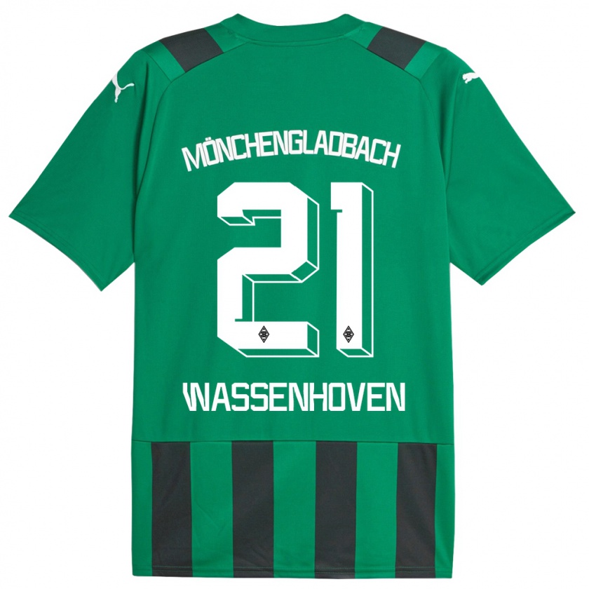 Kandiny Bambino Maglia Michelle Wassenhoven #21 Nero Verde Kit Gara Away 2023/24 Maglietta