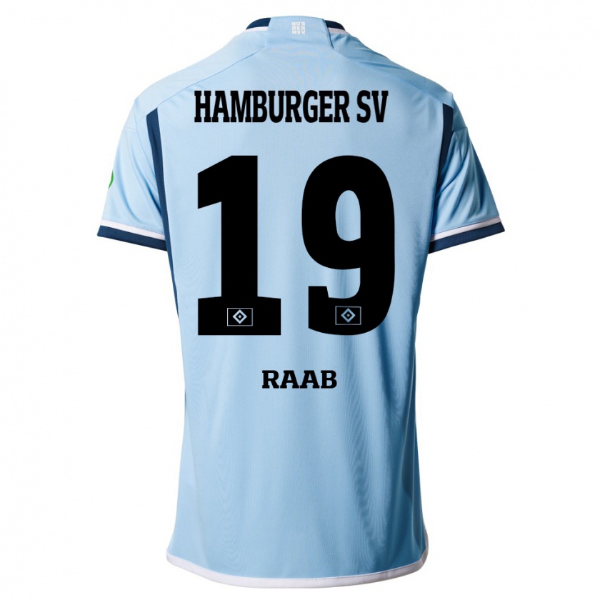 Kandiny Bambino Maglia Matheo Raab #19 Blu Kit Gara Away 2023/24 Maglietta