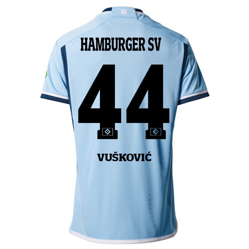 Kandiny Kinder Mario Vuskovic #44 Blau Auswärtstrikot Trikot 2023/24 T-Shirt Österreich