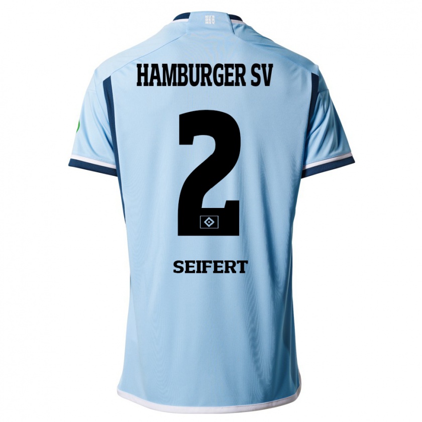 Kandiny Bambino Maglia Luis Seifert #2 Blu Kit Gara Away 2023/24 Maglietta