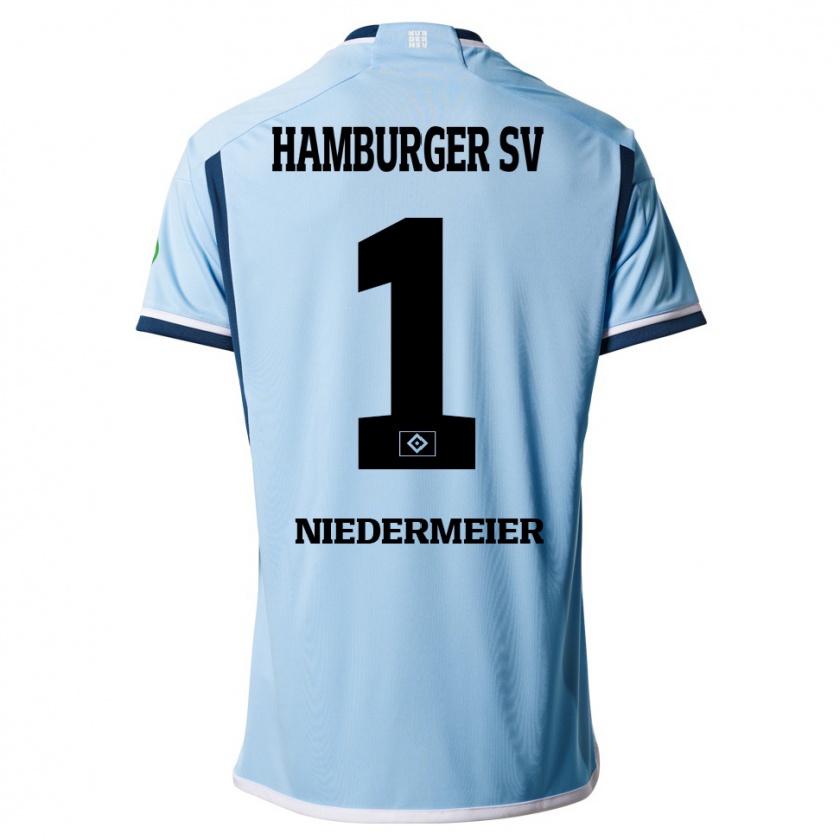 Kandiny Bambino Maglia Philipp Niedermeier #1 Blu Kit Gara Away 2023/24 Maglietta