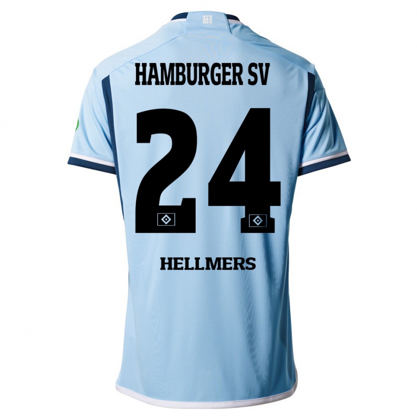 Kandiny Kinderen Maximilian Hellmers #24 Blauw Uitshirt Uittenue 2023/24 T-Shirt België