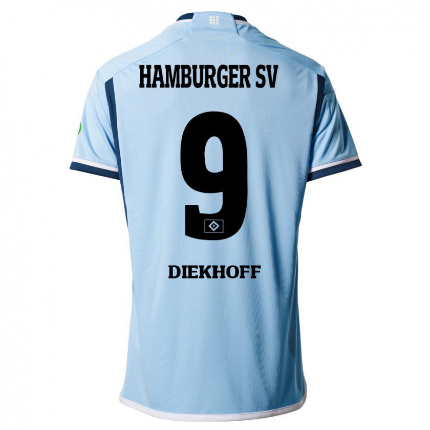 Kandiny Bambino Maglia Henrike Diekhoff #9 Blu Kit Gara Away 2023/24 Maglietta