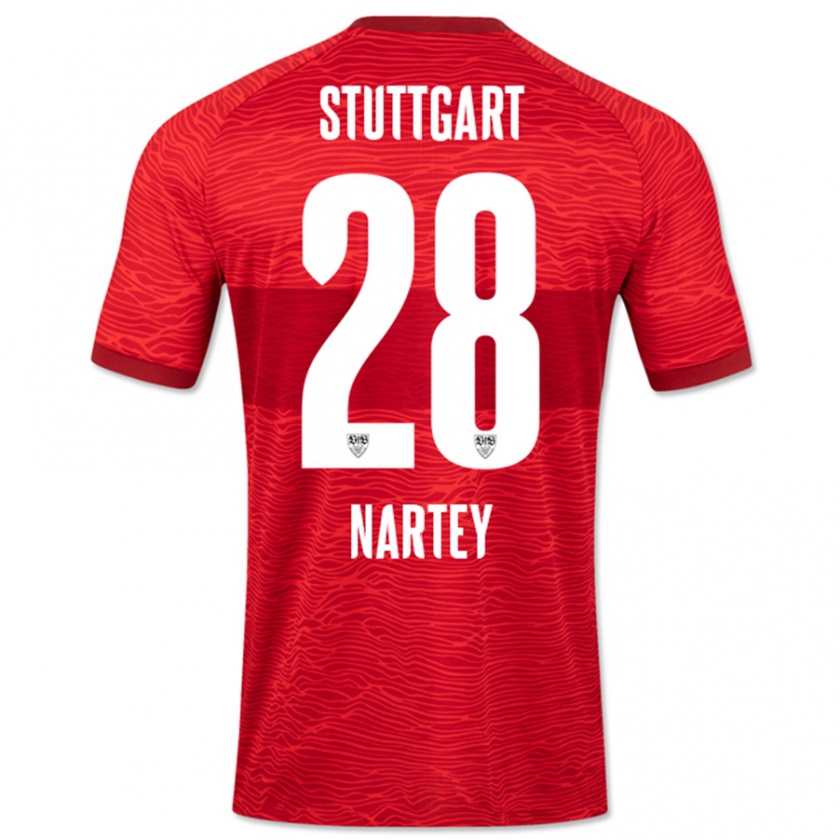 Kandiny Kinder Nikolas Nartey #28 Rot Auswärtstrikot Trikot 2023/24 T-Shirt Österreich