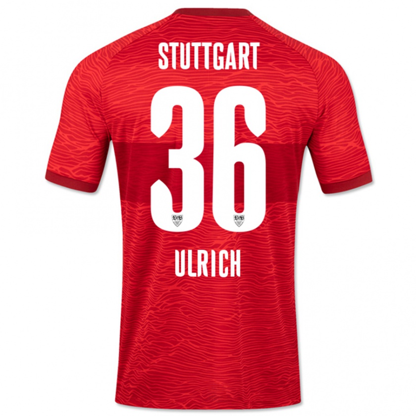 Kandiny Bambino Maglia Laurin Ulrich #36 Rosso Kit Gara Away 2023/24 Maglietta