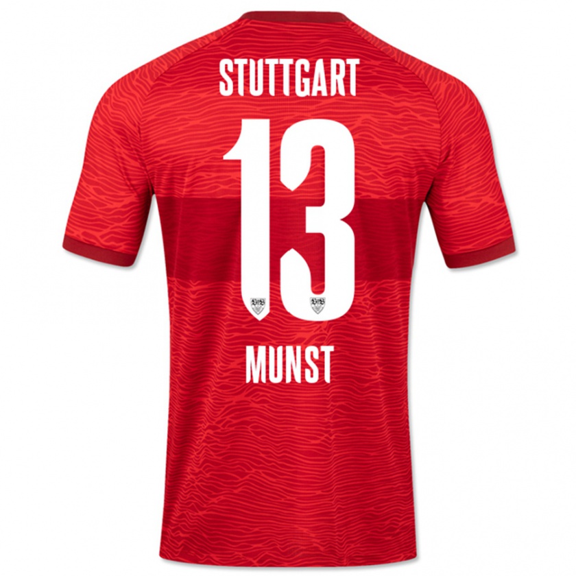 Kandiny Niño Camiseta Leonhard Münst #13 Rojo 2ª Equipación 2023/24 La Camisa