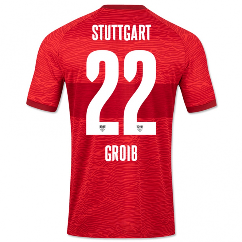 Kandiny Bambino Maglia Alexander Groiß #22 Rosso Kit Gara Away 2023/24 Maglietta