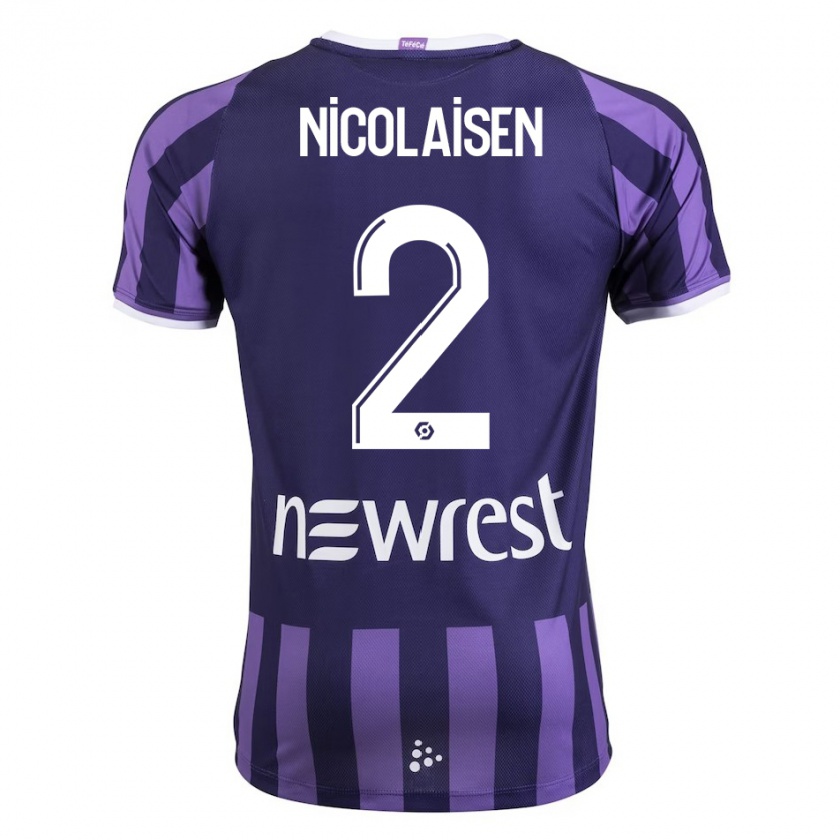 Kandiny Bambino Maglia Rasmus Nicolaisen #2 Porpora Kit Gara Away 2023/24 Maglietta