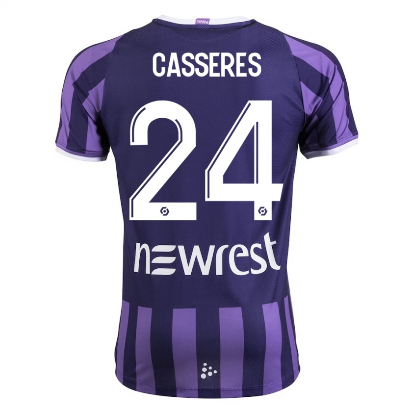 Kandiny Bambino Maglia Cristian Cásseres Jr. #24 Porpora Kit Gara Away 2023/24 Maglietta