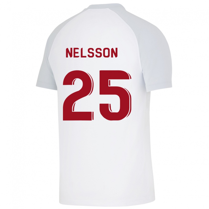 Kandiny Bambino Maglia Victor Nelsson #25 Bianco Kit Gara Away 2023/24 Maglietta