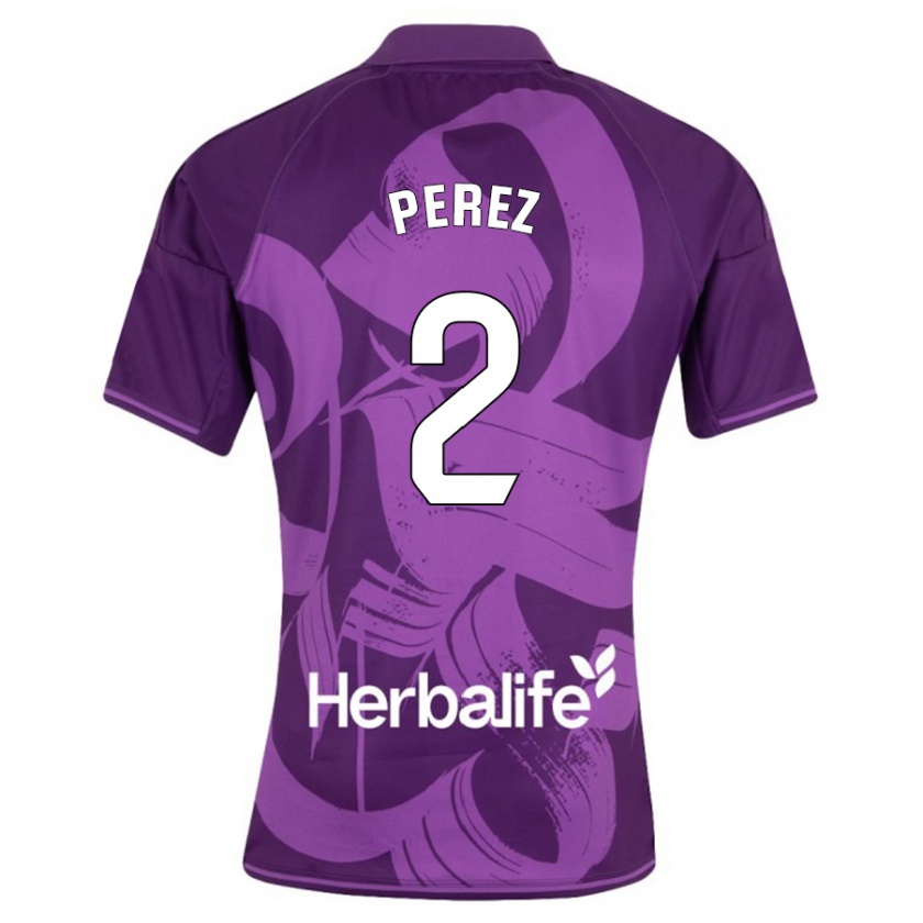 Kandiny Kinder Iker Pérez #2 Violett Auswärtstrikot Trikot 2023/24 T-Shirt Österreich