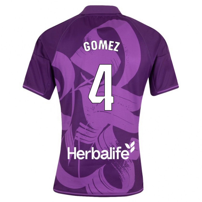 Kandiny Bambino Maglia Adrián Gómez #4 Viola Kit Gara Away 2023/24 Maglietta