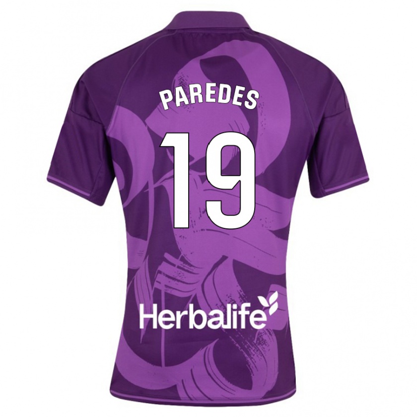 Kandiny Bambino Maglia Yago Paredes #19 Viola Kit Gara Away 2023/24 Maglietta