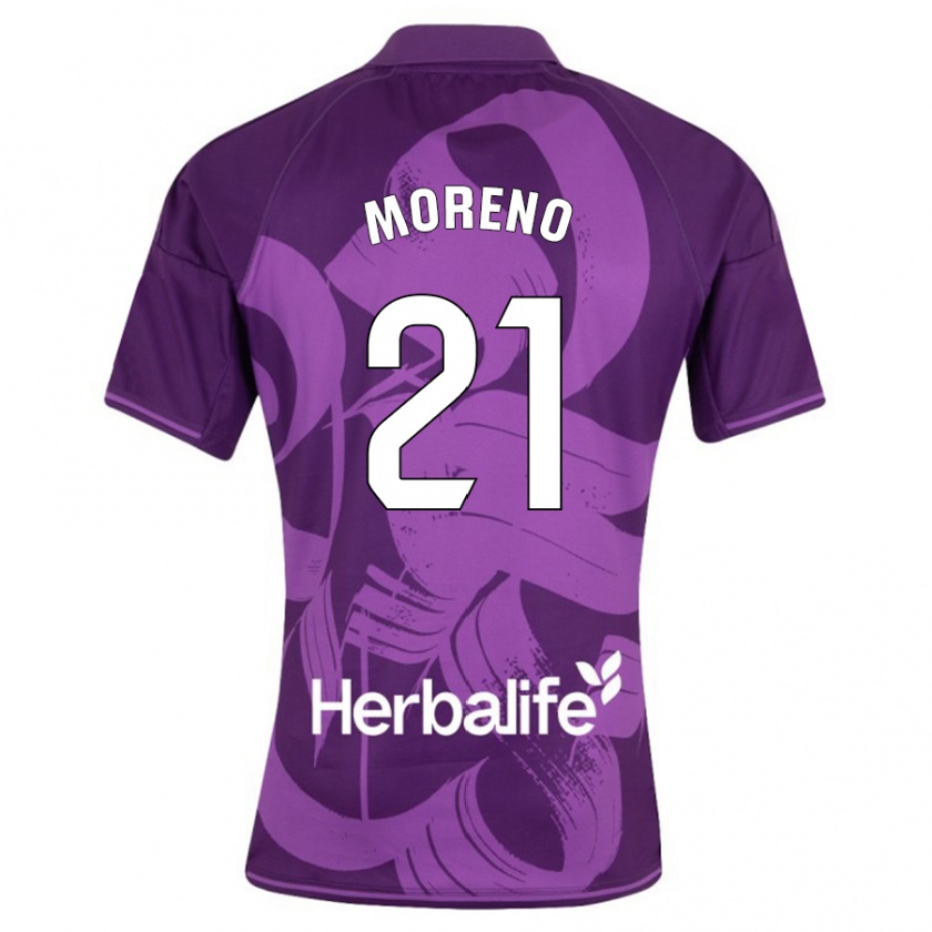 Kandiny Bambino Maglia Xavi Moreno #21 Viola Kit Gara Away 2023/24 Maglietta