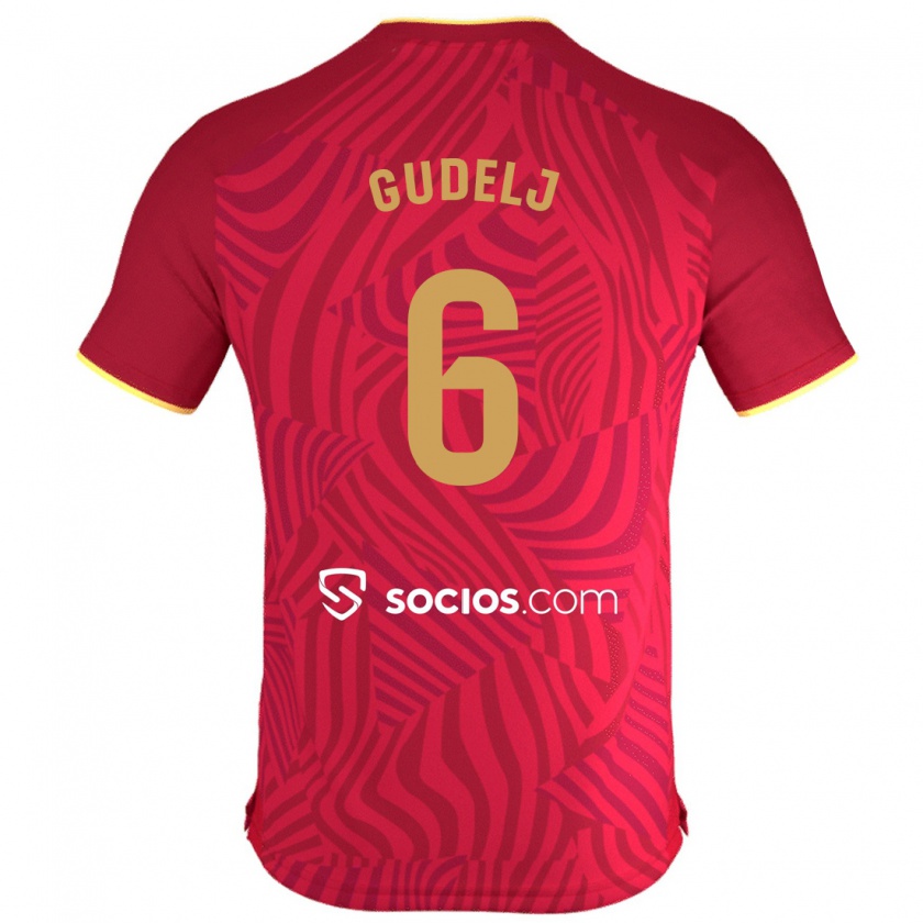 Kandiny Bambino Maglia Nemanja Gudelj #6 Rosso Kit Gara Away 2023/24 Maglietta