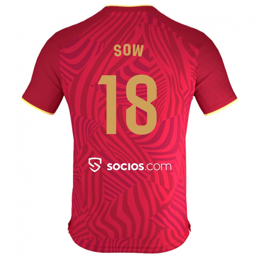 Kandiny Bambino Maglia Djibril Sow #18 Rosso Kit Gara Away 2023/24 Maglietta