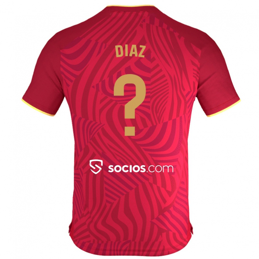 Kandiny Bambino Maglia Titi Díaz #0 Rosso Kit Gara Away 2023/24 Maglietta