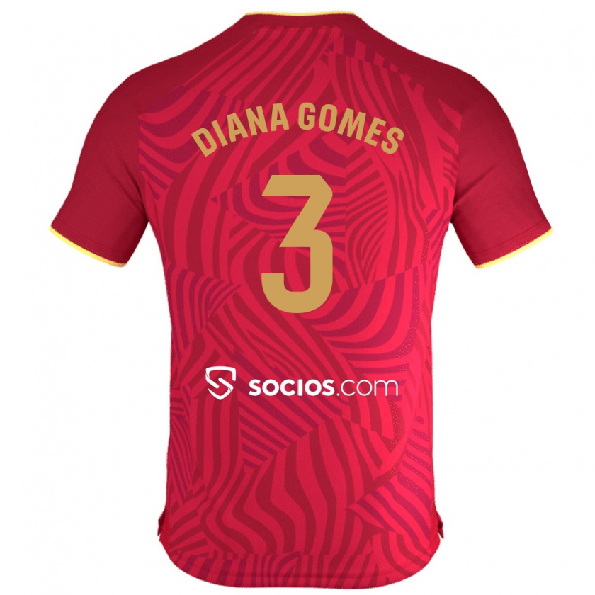 Kandiny Niño Camiseta Diana Catarina Ribeiro Gomes #3 Rojo 2ª Equipación 2023/24 La Camisa México