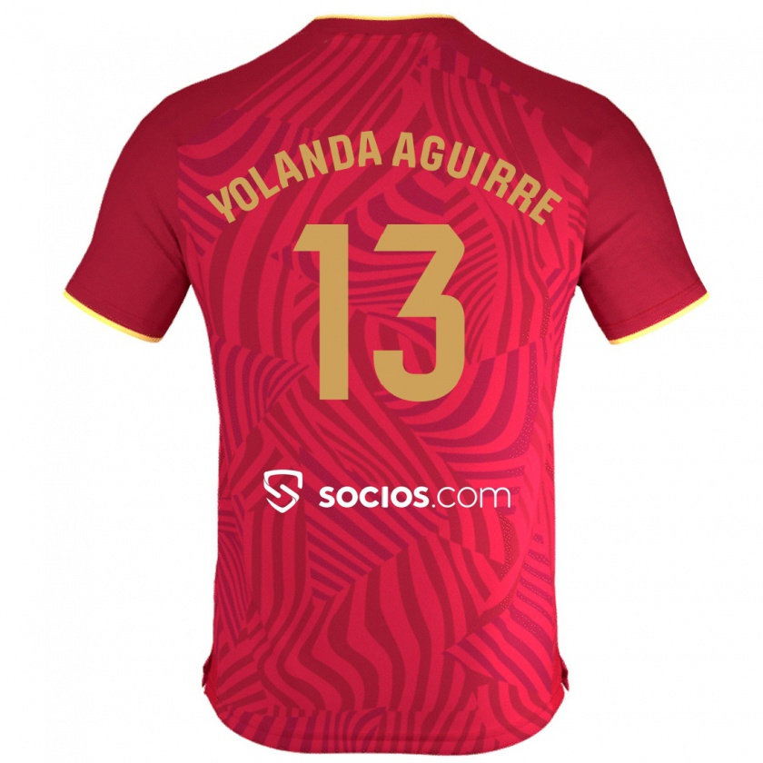 Kandiny Bambino Maglia Yolanda Aguirre Gutiérrez #13 Rosso Kit Gara Away 2023/24 Maglietta