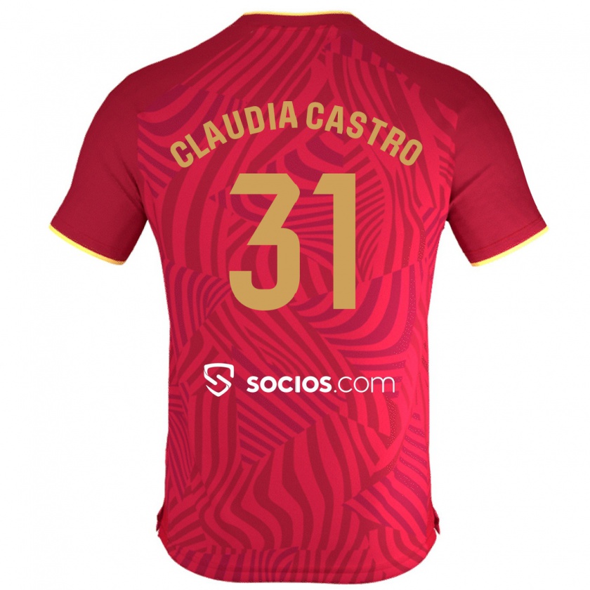 Kandiny Niño Camiseta Claudia Castro Romero #31 Rojo 2ª Equipación 2023/24 La Camisa México