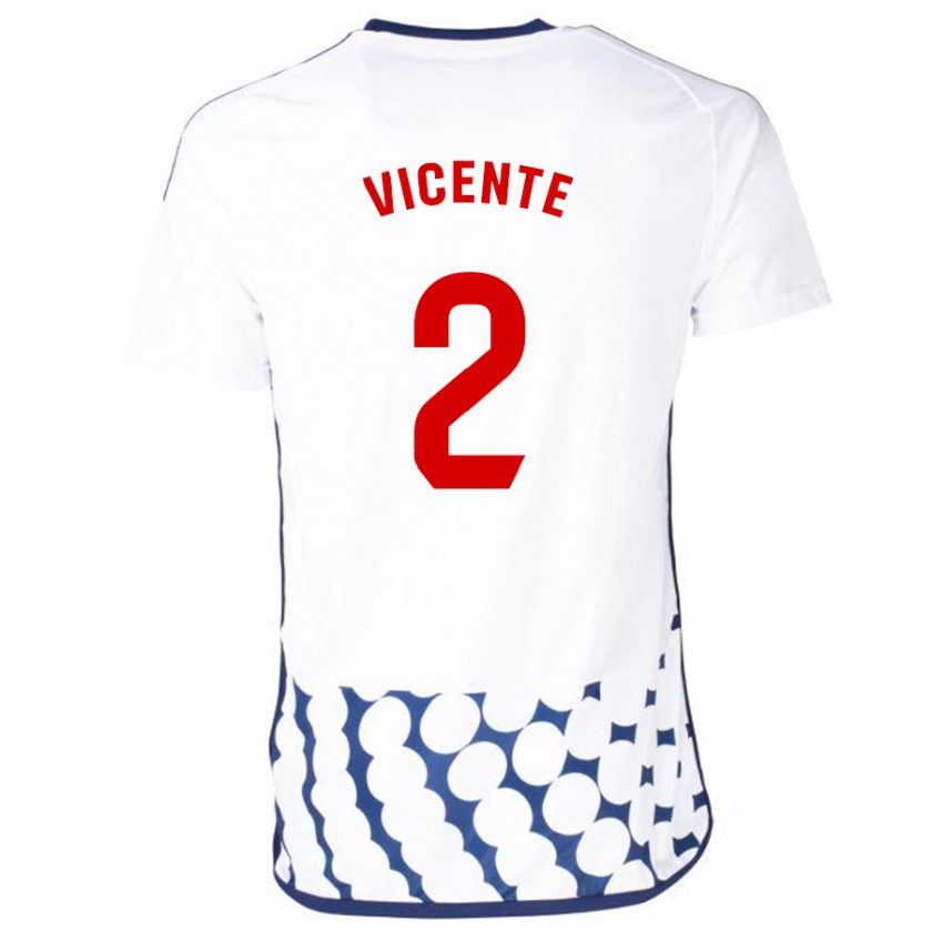 Kandiny Bambino Maglia David Vicente #2 Bianco Kit Gara Away 2023/24 Maglietta