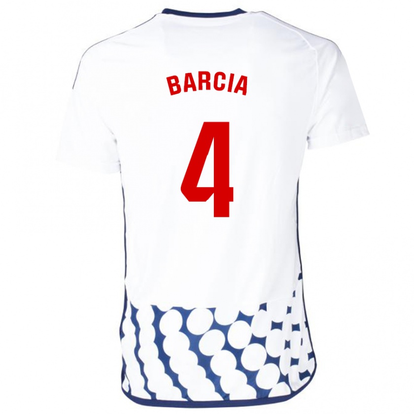 Kandiny Bambino Maglia Sergio Barcia #4 Bianco Kit Gara Away 2023/24 Maglietta