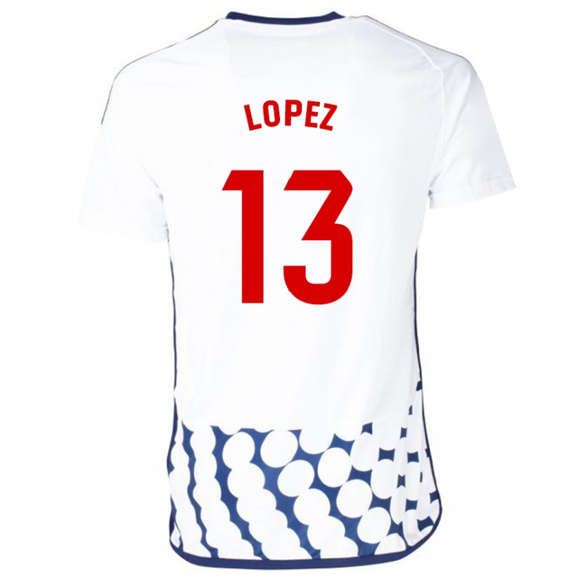 Kandiny Bambino Maglia Luis López #13 Bianco Kit Gara Away 2023/24 Maglietta