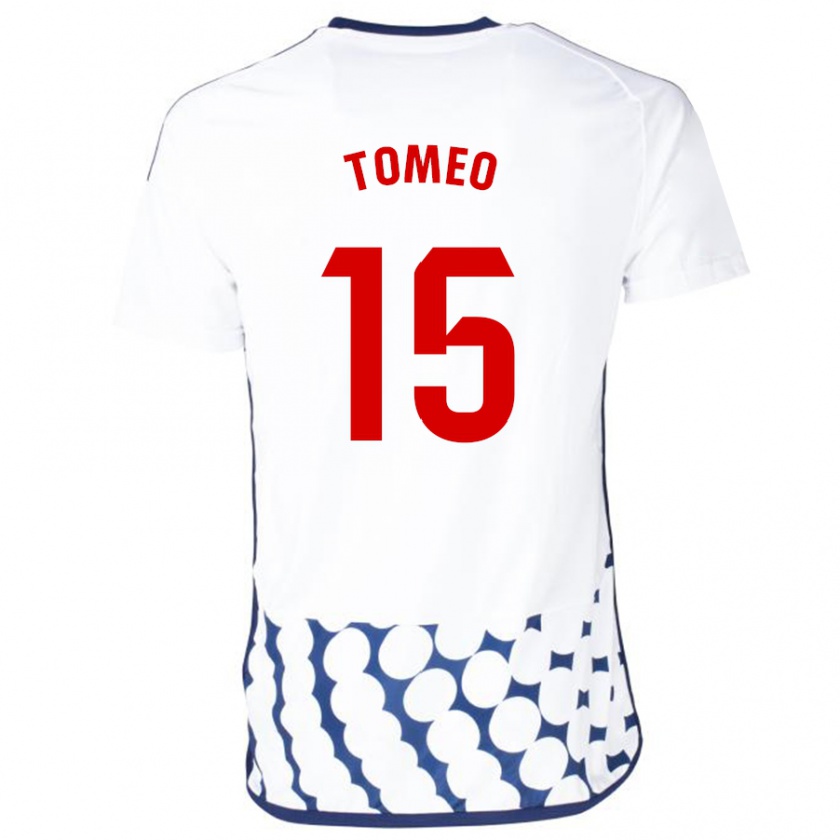 Kandiny Bambino Maglia Pablo Tomeo #15 Bianco Kit Gara Away 2023/24 Maglietta