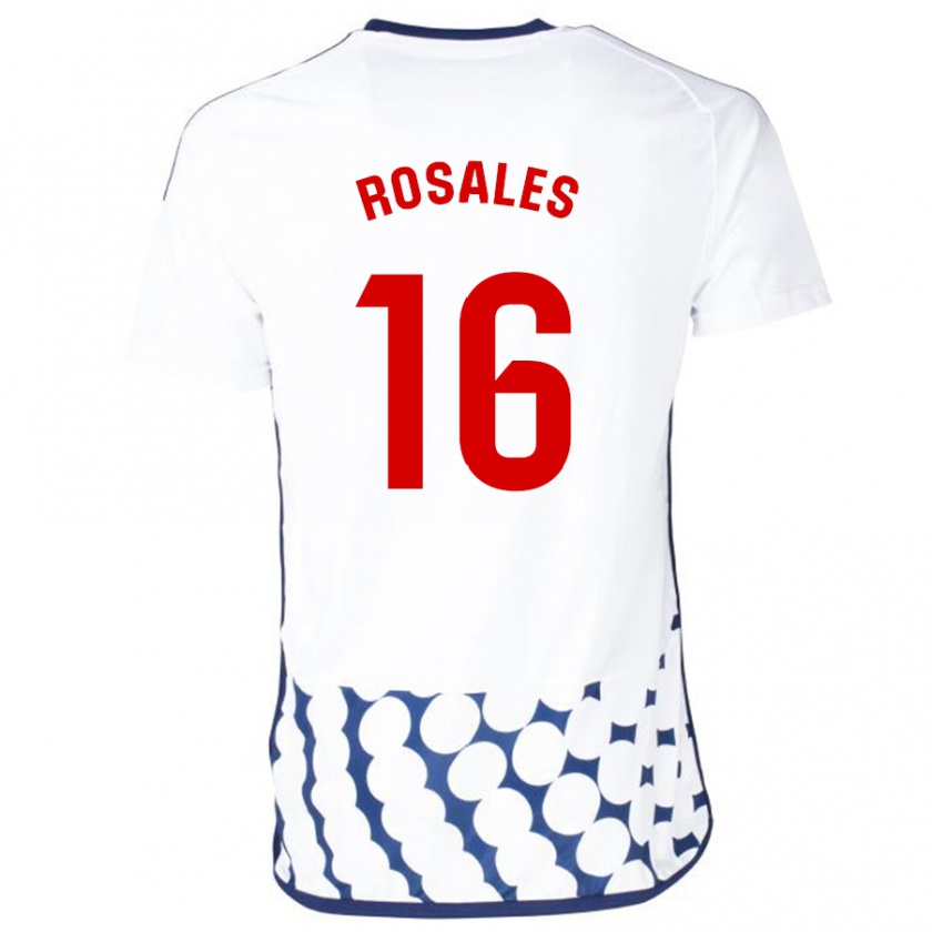 Kandiny Bambino Maglia Diego Rosales #16 Bianco Kit Gara Away 2023/24 Maglietta