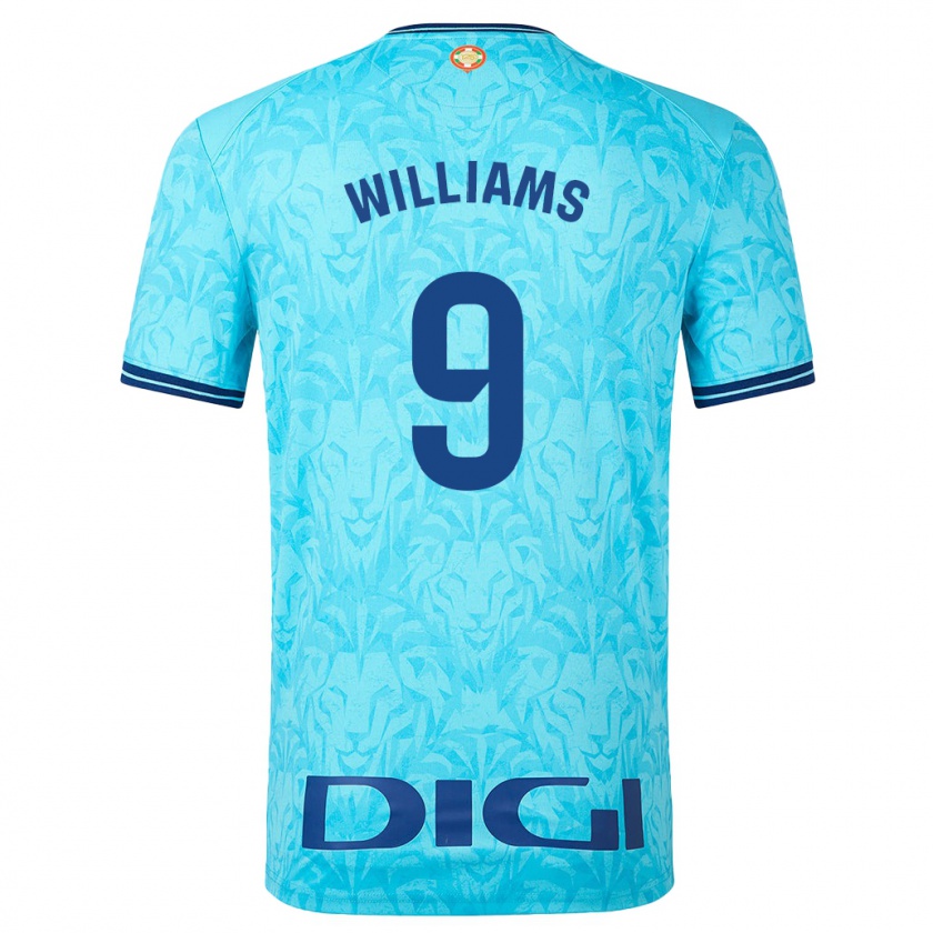 Kandiny Kinder Iñaki Williams #9 Himmelblau Auswärtstrikot Trikot 2023/24 T-Shirt Österreich