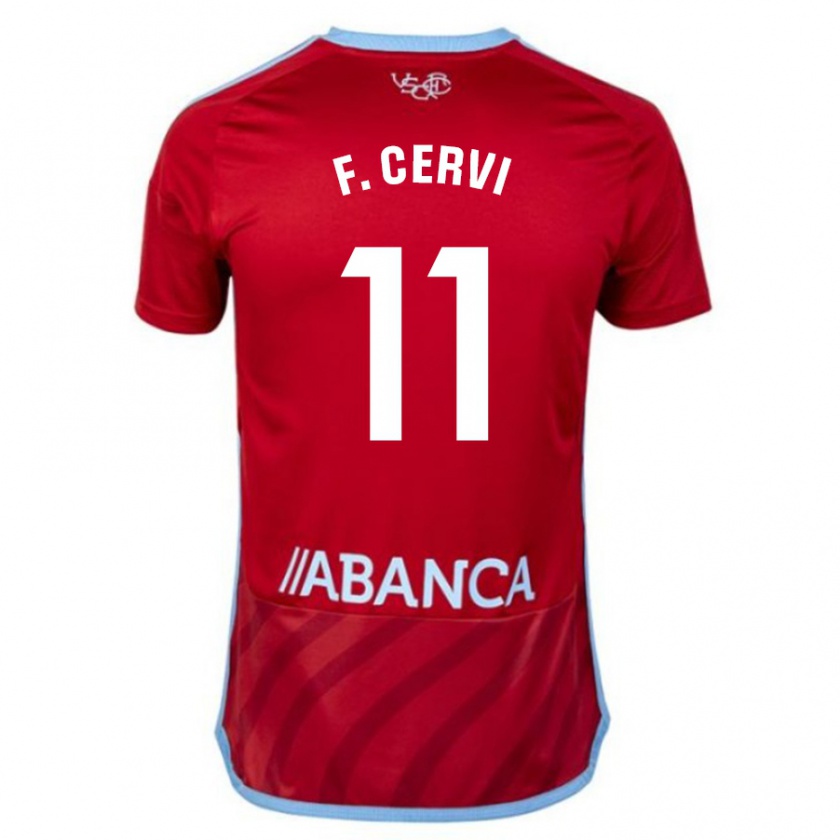 Kandiny Bambino Maglia Franco Cervi #11 Rosso Kit Gara Away 2023/24 Maglietta