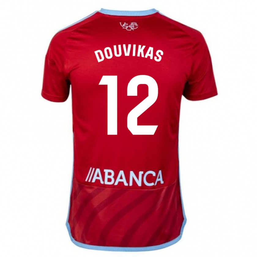 Kandiny Bambino Maglia Anastasios Douvikas #12 Rosso Kit Gara Away 2023/24 Maglietta